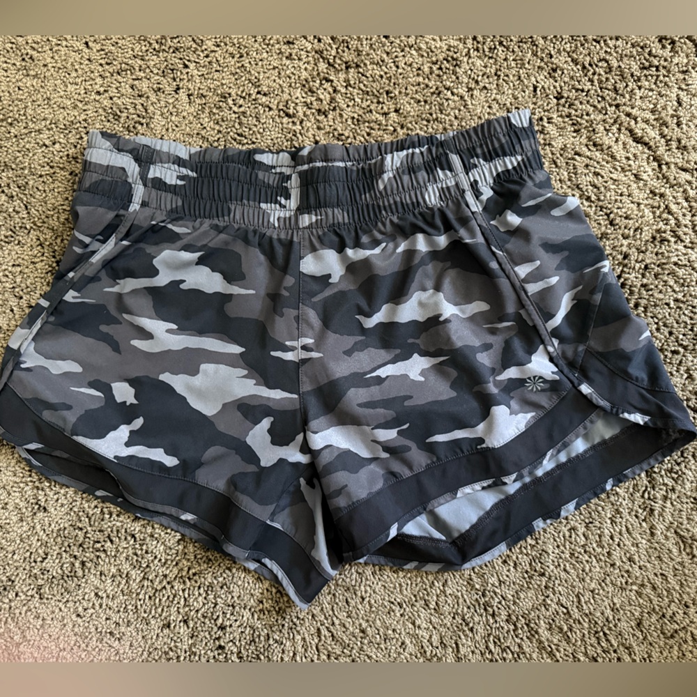 Athleta Camo Print Lined Racer Shorts